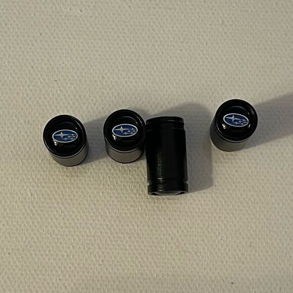 Subaru Valve Stem Caps in Black Set of 4 NWT - Picture 1 of 4